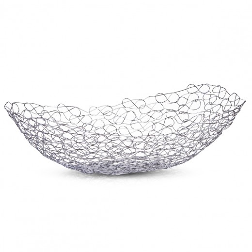 Fructiera Oval, Metal Cromat, l30xA20xH11 cm