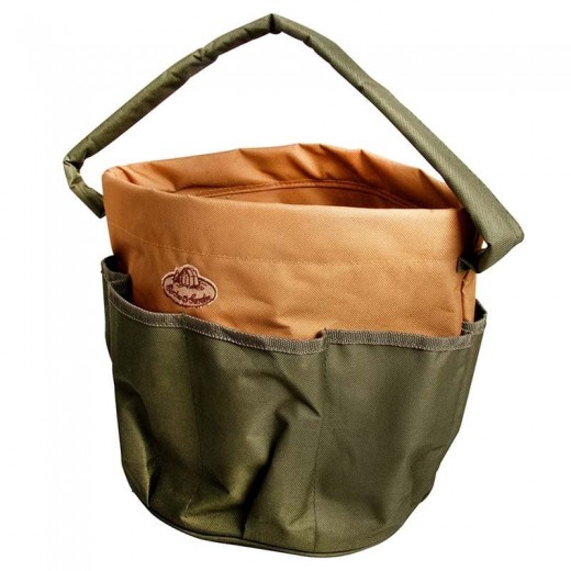 Geanta pentru unelte de gradinarit, din material textil, Round Bag Verde, Ø28xH26 cm