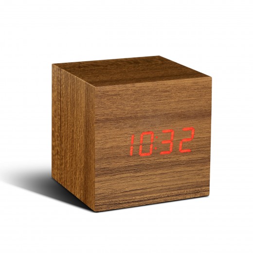 Ceas inteligent Cube Click Clock Teak/Red
