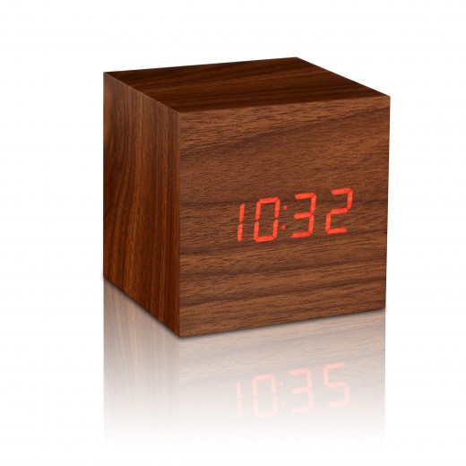 Ceas inteligent Cube Click Clock Walnut/Red