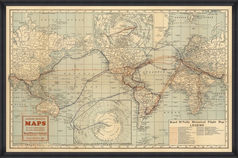Tablou Framed Art Historical Flight Map
