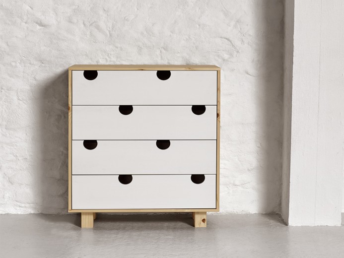 Cabinet din lemn de pin, cu 4 sertare House Nature / White, l75xA40xH90 cm