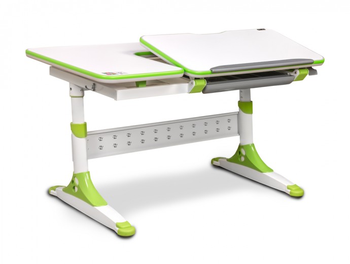 Masa de birou Bologna Ergodesk, White / Green, L120xl67,5h58 cm