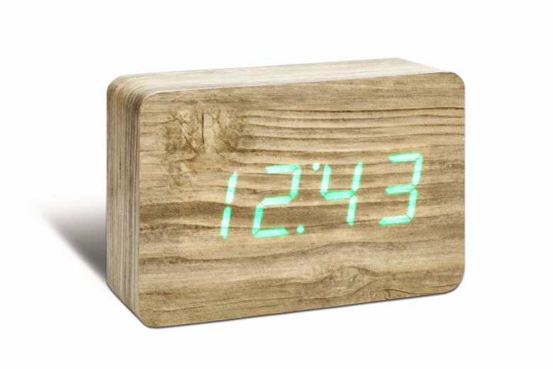 Ceas cu functie de intensitate redusa Brick Click Clock Ash/Green