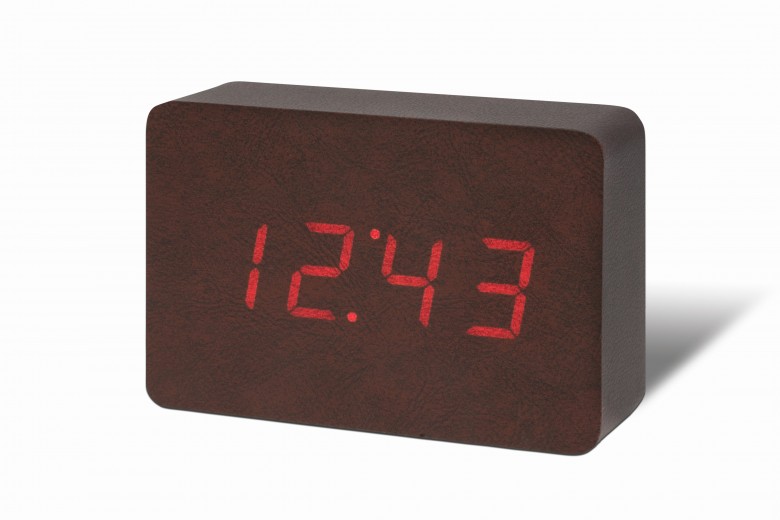 Ceas cu functie de intensitate redusa Brick Click Clock Leatherette/Red