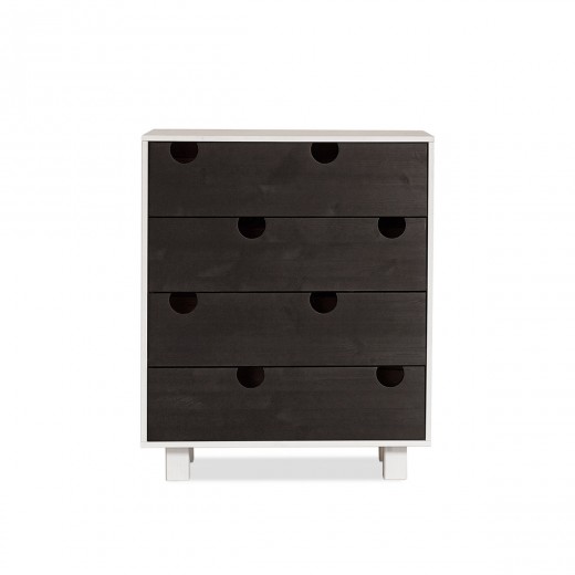 Cabinet din lemn de pin, cu 4 sertare House White / Black, l75xA40xH90 cm