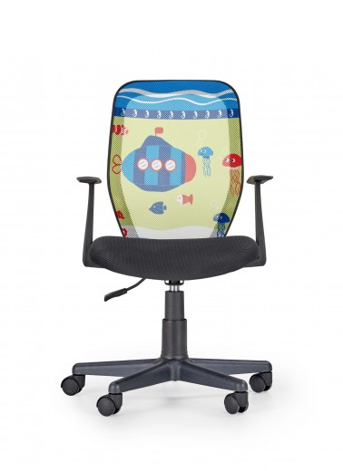 Scaun de birou pentru copii, tapitat cu stofa Kavin Submarine, l57xA52xH87-99 cm