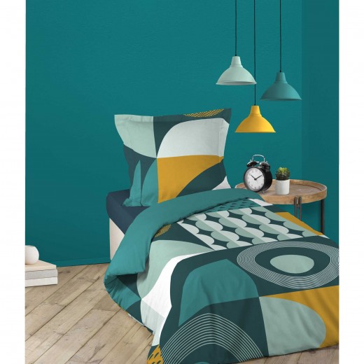 Lenjerie de pat din bumbac, Gemma Albastru, 140 x 200 cm