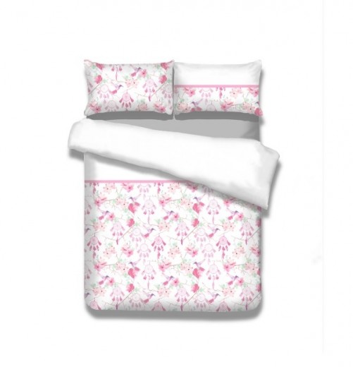 Lenjerie de pat din flanel Snuggy Sweet Dreams White / Pink