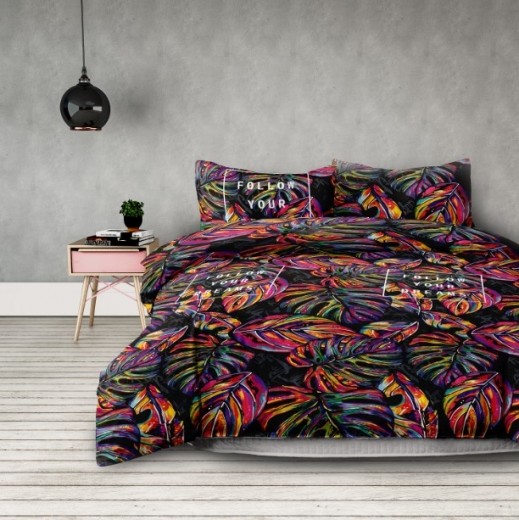 Lenjerie de pat din microfibra si fata de perna 50 x 75 cm, Basic Dreams Multicolour