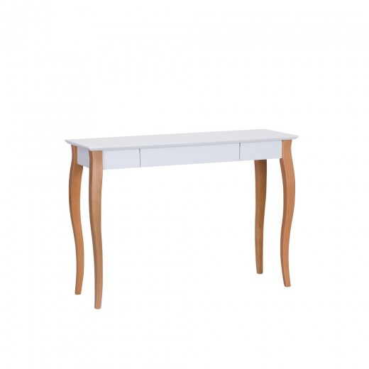 Masa de birou din lemn de fag si MDF, cu 1 sertar Lillo Large White / Beech, L105xl40xH74 cm