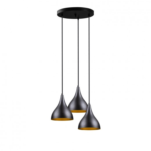 Lustra Damla Trio Asimetric Negru / Auriu