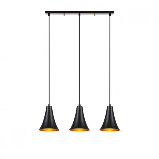 Lustra Konik Trio Line Negru / Auriu