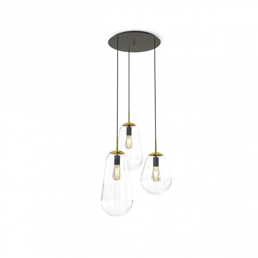 Lustra Pear III Transparent / Alama / Negru
