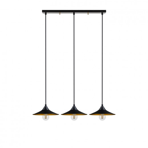 Lustra Rustik Trio Line Negru / Auriu
