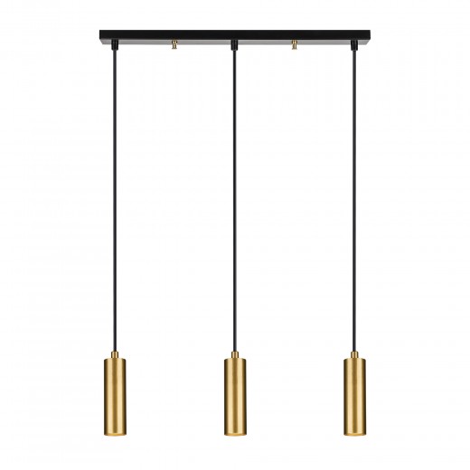 Lustra Tube Short Trio Line Negru / Auriu