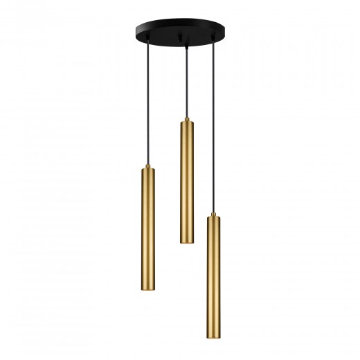 Lustra Tube Trio Asimetric Negru / Auriu