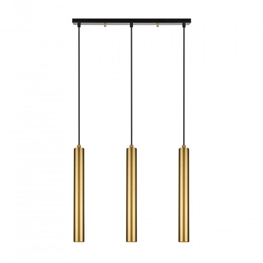Lustra Tube Trio Line Negru / Auriu