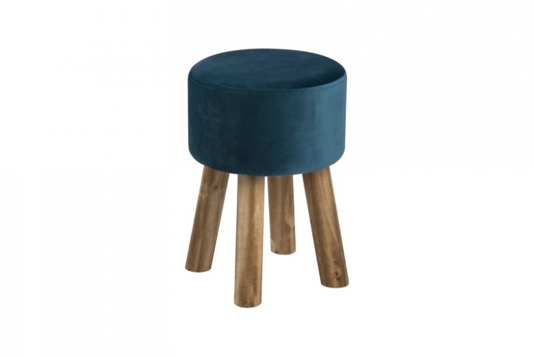 Taburet tapitat cu stofa, cu picioare din lemn de pin Maren Green, Ø 28xH40 cm