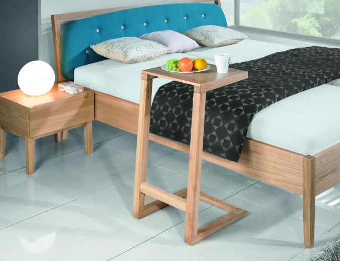 Masa servire pat din lemn de stejar si furnir, Mary, L42xl44,5xh80 cm