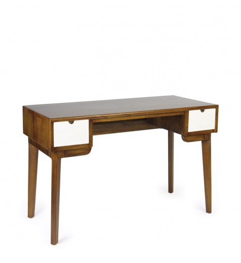 Masa de birou din lemn, cu 2 sertare, Artic Nuc / Alb, L120xl55xH76 cm