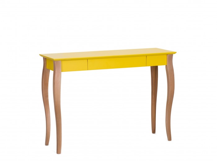 Masa de birou din lemn de fag si MDF, cu 1 sertar Lillo Large Yellow / Beech, L105xl40xH74 cm