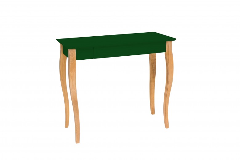 Masa de birou din lemn de fag si MDF, cu 1 sertar Lillo Medium Dark Green / Beech, L85xl40xH74 cm
