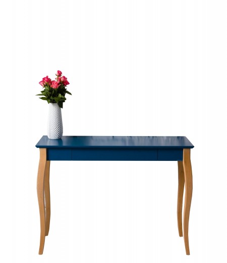 Masa de birou din lemn de fag si MDF, cu 1 sertar Lillo Large Petrol Blue / Beech, L105xl40xH74 cm