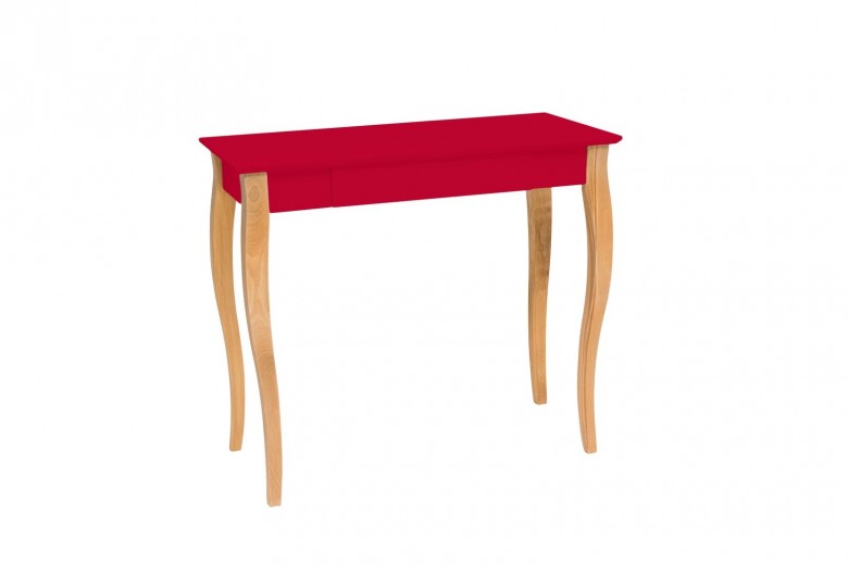 Masa de birou din lemn de fag si MDF, cu 1 sertar Lillo Medium Red / Beech, L85xl40xH74 cm