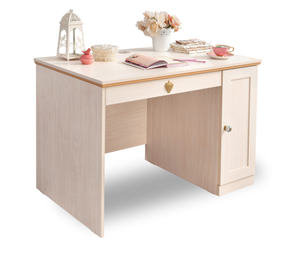 Masa de birou din pal, cu 1 sertar si 1 usa, pentru copii si tineret, Flower Natural, L106xl63xH75 cm