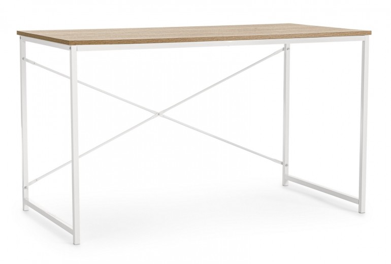 Masa de birou din pal si metal Elettra Natural / Alb, L120xl60xH70 cm