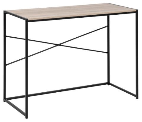 Masa de birou din pal si metal, Seaford Negru Mat, L100xl45xH75 cm