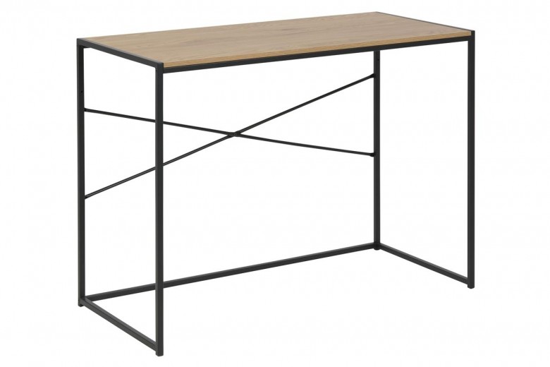 Masa de birou din pal si metal Seaford Stejar / Negru, L100xl45xH75 cm