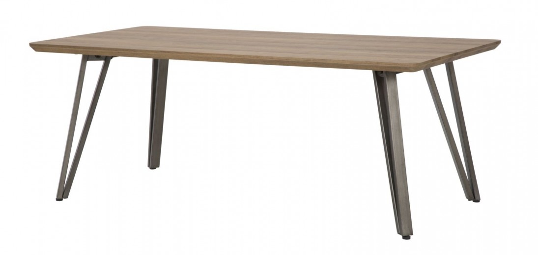 Masa de cafea din MDF si metal Arkansas Rectangle Natural / Gri, L120xl60xH45 cm