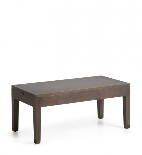 Masa de cafea din lemn, cu inaltime reglabila, Spartan Maro Inchis, L110xl55xH45-65 cm