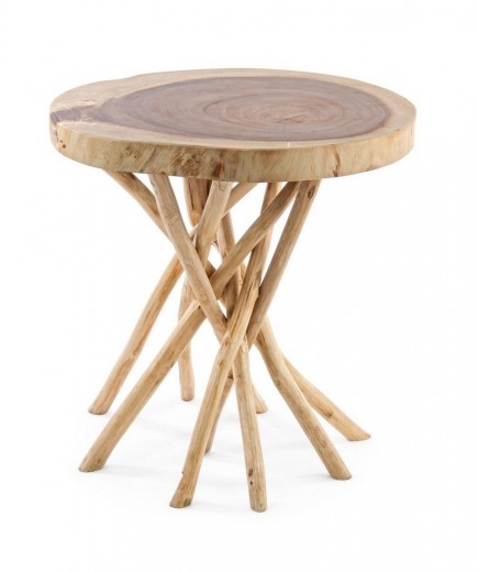 Masa de cafea din lemn de mungur si tec Solidad Large Natural, Ø56xH56 cm