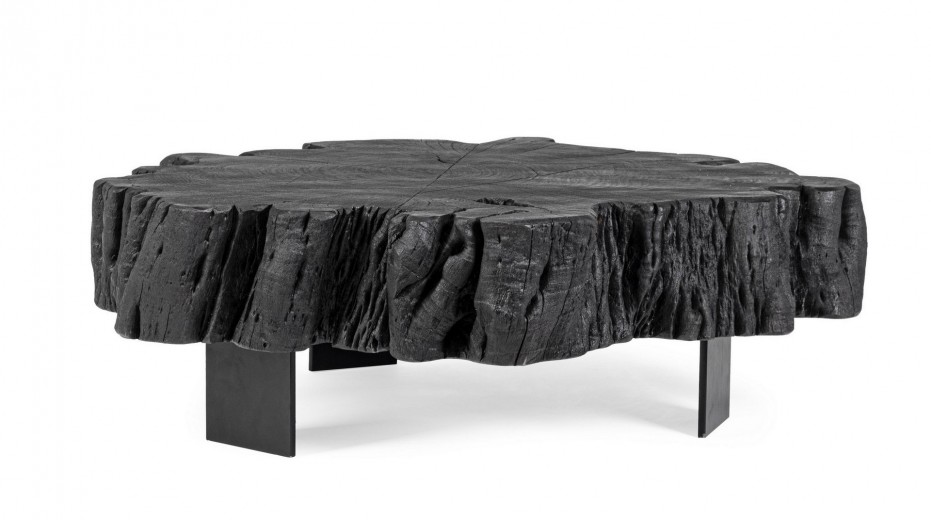Masa de cafea din lemn de salcam si metal Keval Negru, L90xl90xH32 cm