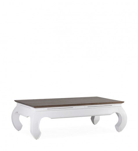 Masa de cafea din lemn si furnir, Everest Opium Rectangular Alb / Maro, L125xl70xH40 cm