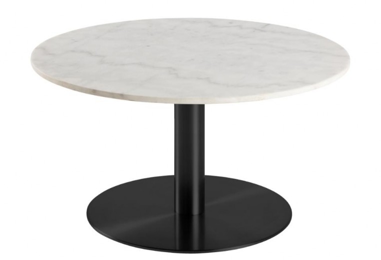 Masa de cafea din marmura si metal, Corby Alb / Negru, Ø80xH45 cm