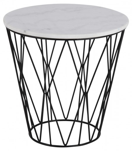 Masa de cafea din marmura si metal Dudley Alb / Negru, Ø50xH50cm