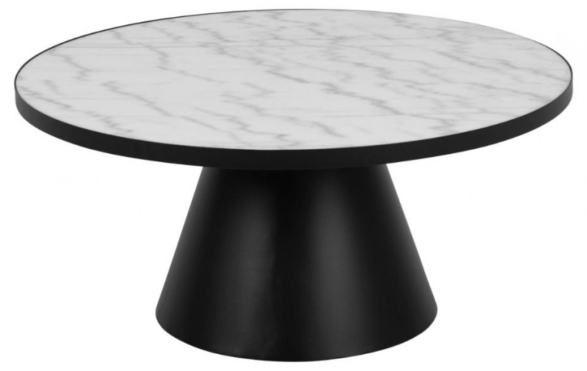 Masa de cafea din marmura si metal, Soli III Alb / Negru, Ø85,7xH40 cm