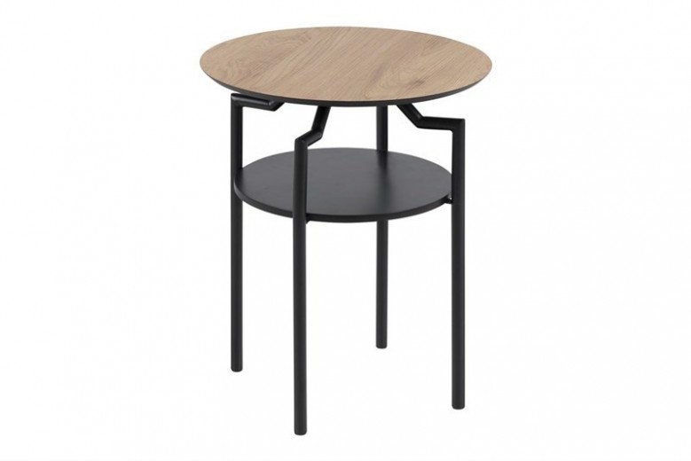 Masa de cafea din MDF si metal Goldington Oak / Black, Ø 45xH55 cm