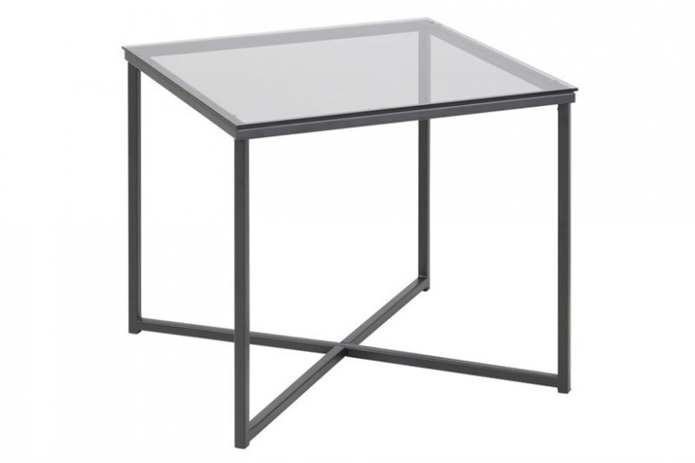 Masa de cafea din metal si sticla Cross Black, L50xl50xH45 cm