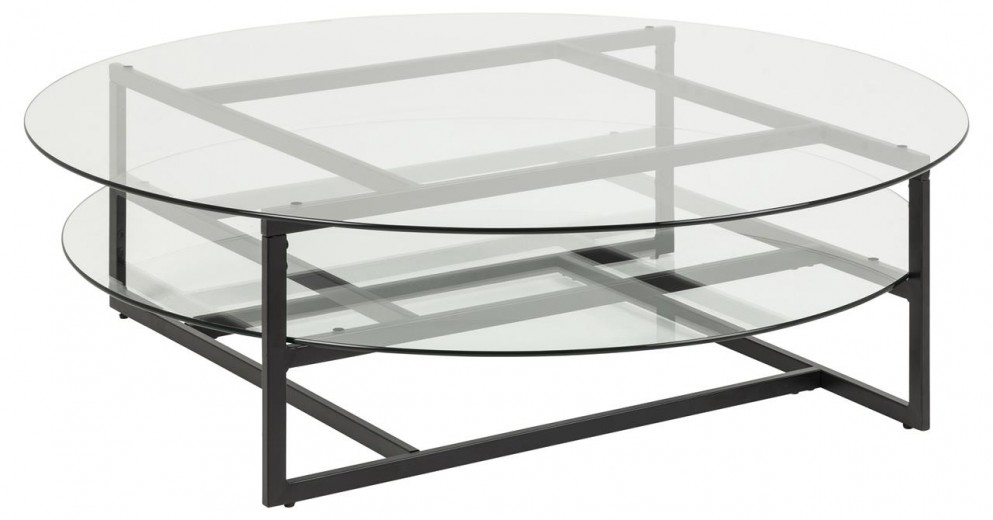 Masa de cafea din metal si sticla Loke I Negru, Ø120xH36 cm