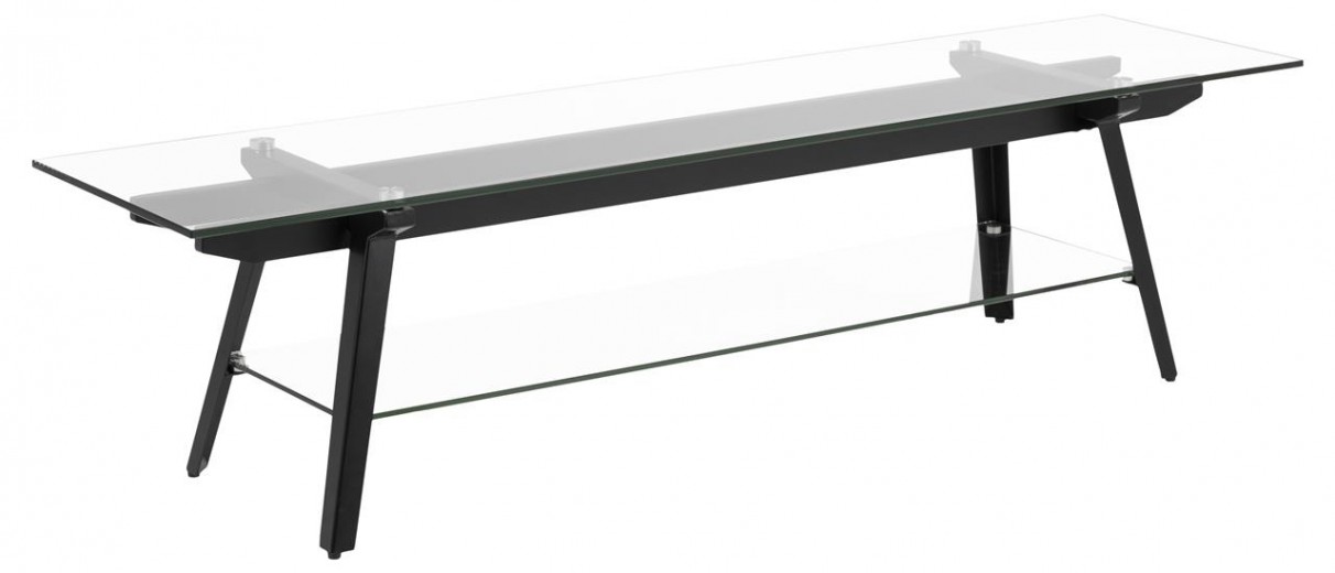 Masa de cafea din metal si sticla Monti Negru, L160xl40xH40 cm