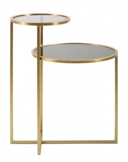 Masa de cafea din metal si sticla, Two Levels Auriu, L50xl40xH60,5 cm