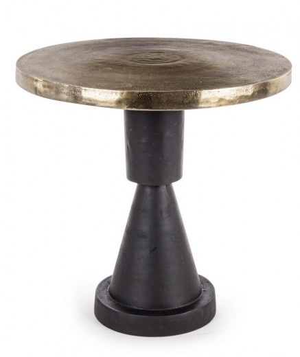Masa de cafea din metal Tahir Auriu / Negru, Ø50xH49 cm