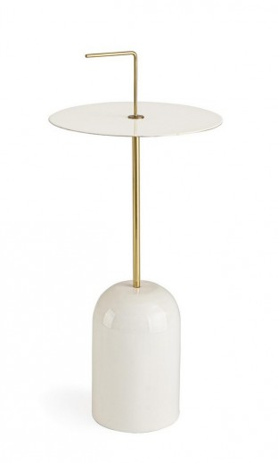 Masa de cafea din metal Tulasi Alb / Auriu, Ø30xH67 cm