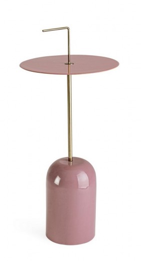 Masa de cafea din metal Tulasi Roz / Auriu, Ø30xH67 cm