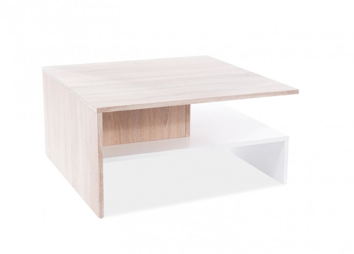 Masa de cafea, din pal Lydia Stejar Sonoma / Alb, L80xl80xH40 cm